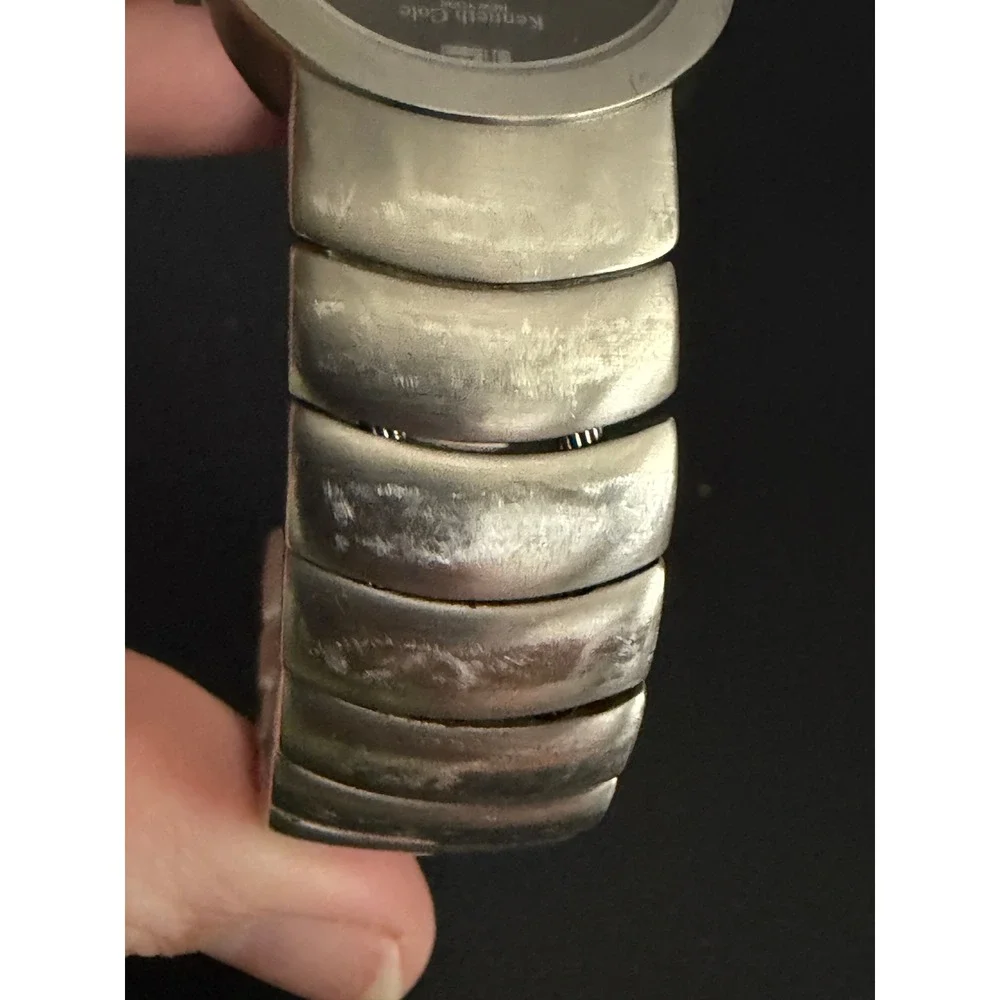 Kenneth Cole Watch Womens Silver Black Cuff Bangle